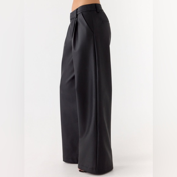 NWOT - Peppermayo Faux Leather Wide Leg Pants in Black - Size 2 - Picture 3 of 6